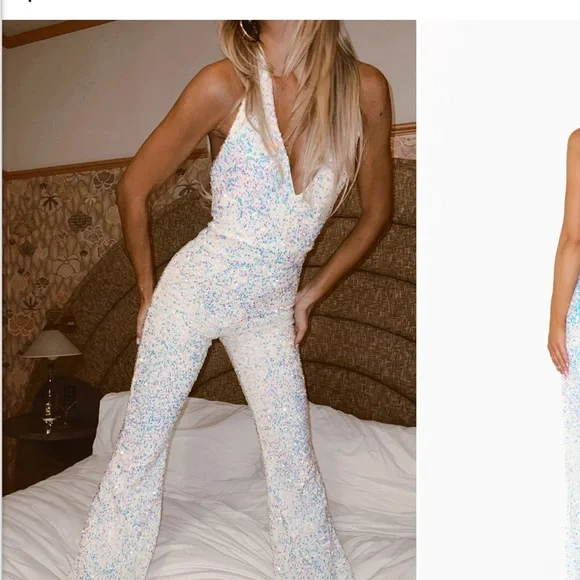 Studio Jumpsuit Show Me Your Mumu - Sequin Halter Jumpsuit - Picture 1 of 6